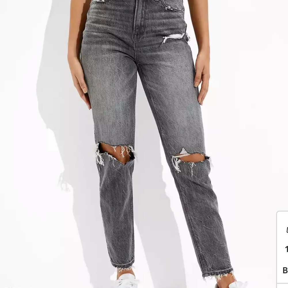 american eagle black/grey mom jeans